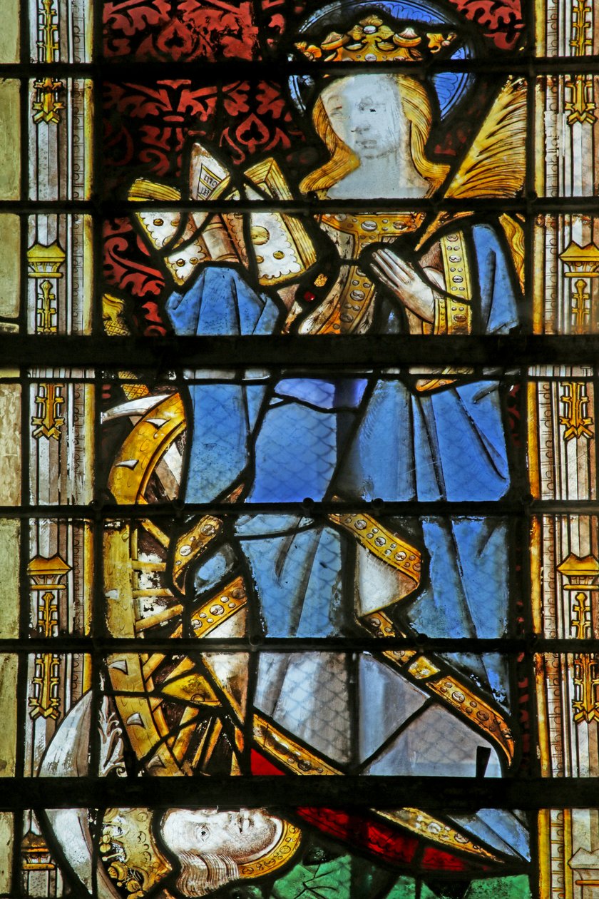 Okno zobrazující svatou Kateřinu s kolem a šlapání na císaře, 1470-1500 od French School