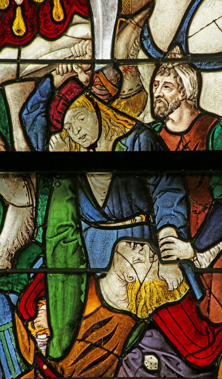 Okénko zobrazující losování o Kristovy oděvy při Ukřižování, detail 2921604, 1500-10 od French School