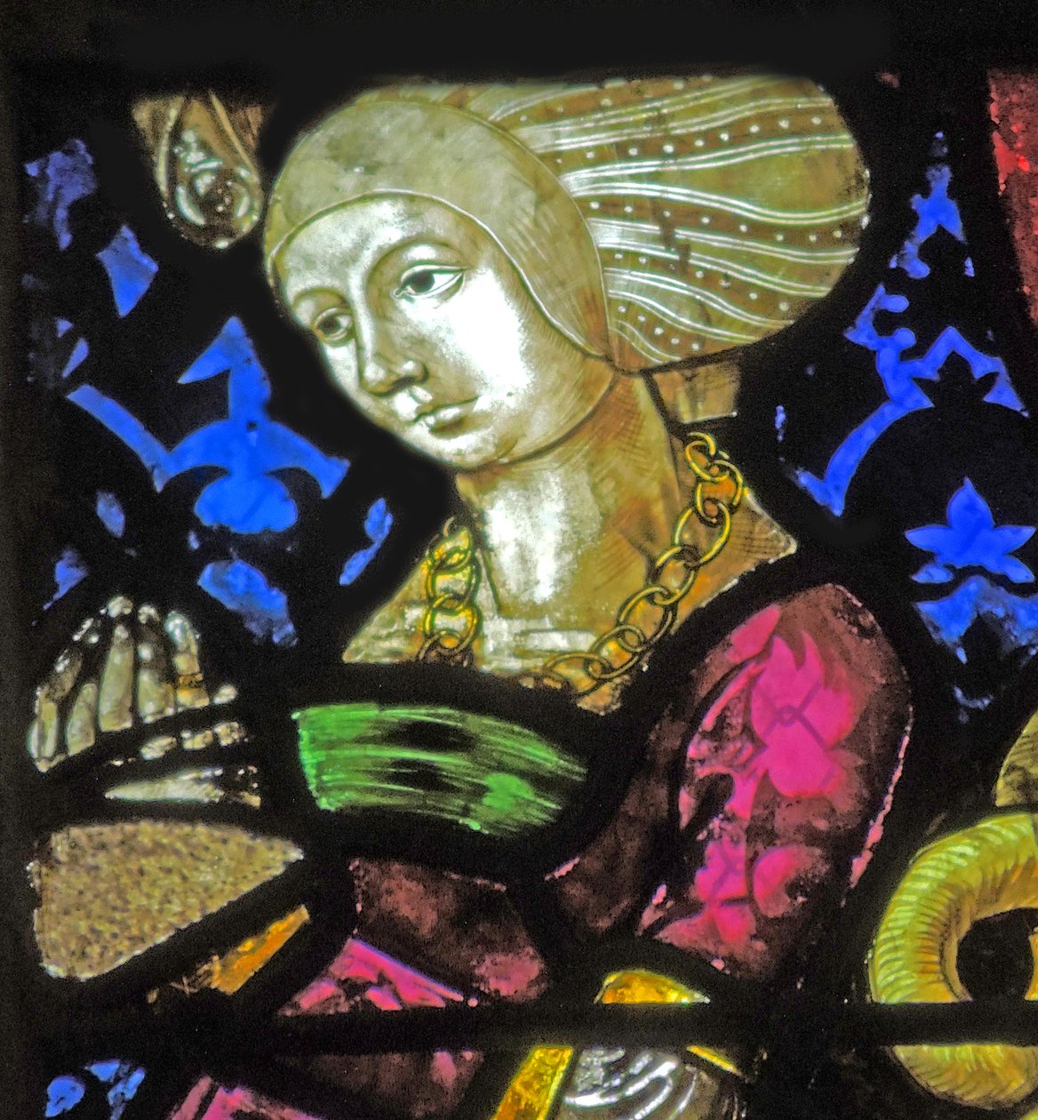 Okno zobrazující dárce Margaret de Neufchatel od French School