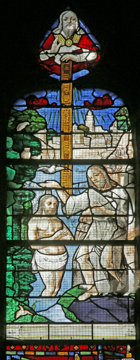 Okno zobrazující křest v Jordánsku, c.1495 od French School