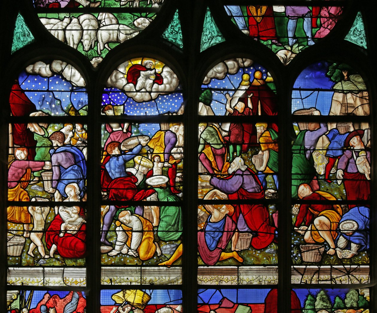 Okno zobrazující Izraelity sbírající mannu v poušti, 1534 od French School