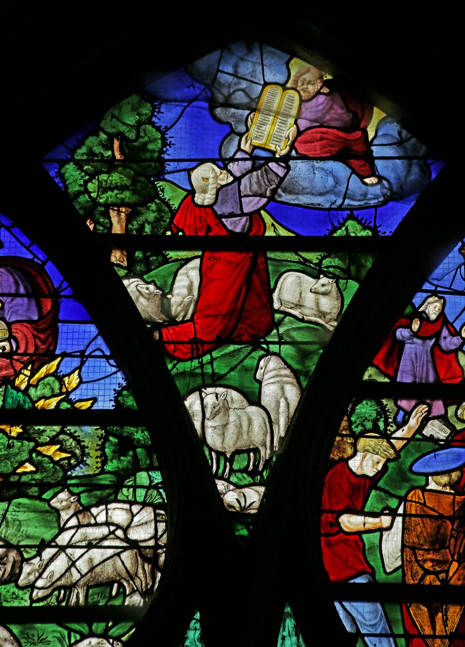 Okno zobrazující Izraelity sbírající mannu v poušti, 1534 od French School