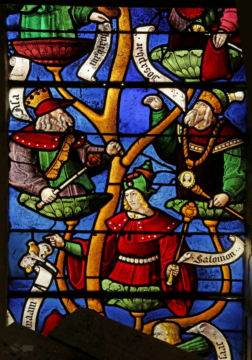 Okno zobrazující strom Jesse: Josaphat, Solomon, Joachim od French School