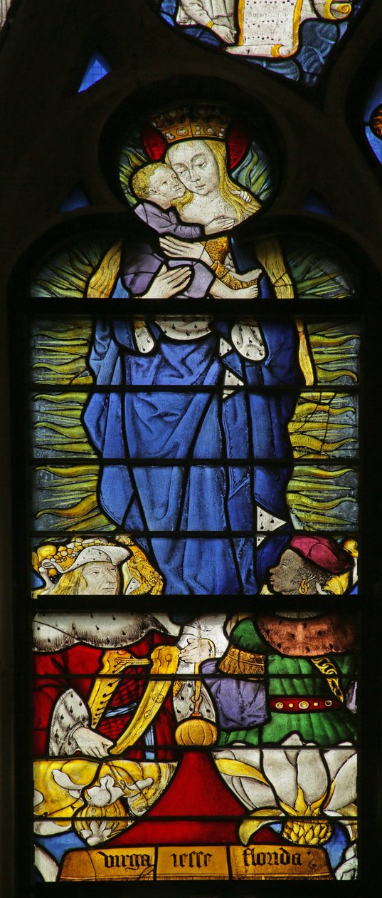 Okno zobrazující Pannu a dítě na stromě Jesseho s králem Davidem, 1500-10 od French School