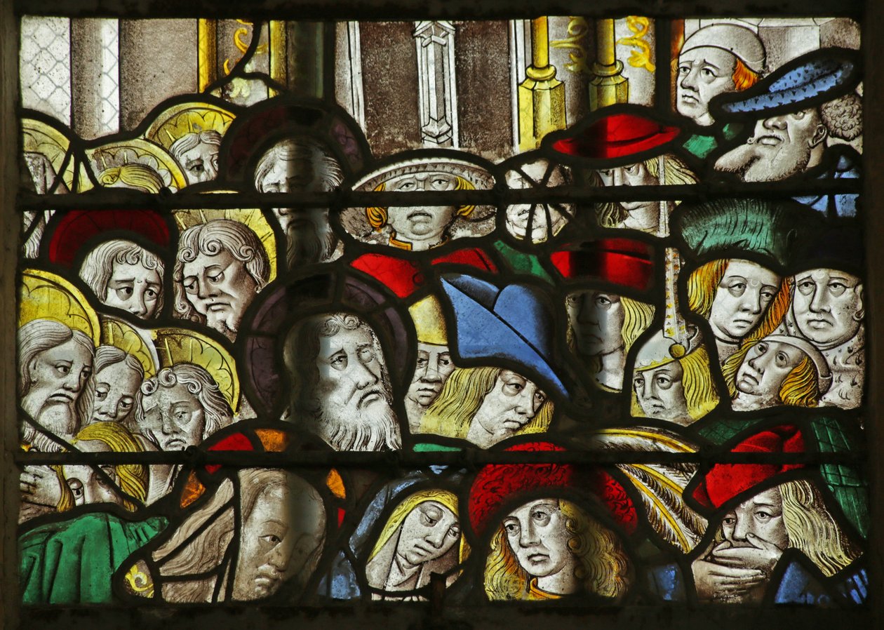Okno zobrazující zástupy při vzkříšení Lazara, 1470-1500 od French School