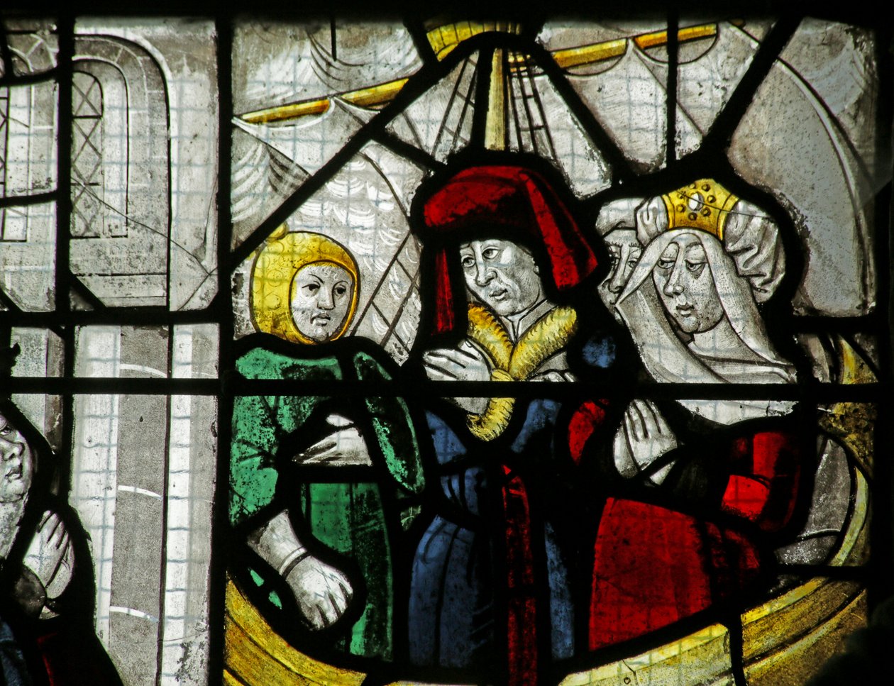 Okno zobrazující cestující na lodi, od zázraku svatého Mikuláše, 1460-1470 od French School
