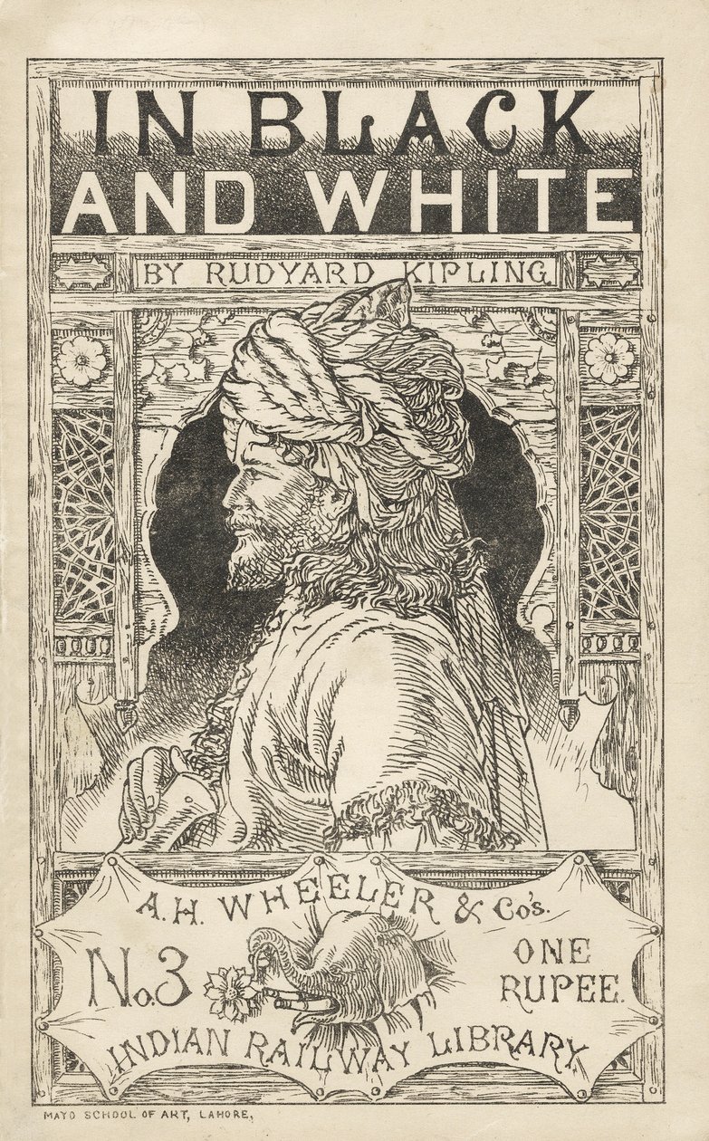 In Black and White od Rudyarda Kiplinga (1865 - 1936), ilustrace z A.H. Wheeler & Cos Indian Railway Library, pub. 1888 od Indian School