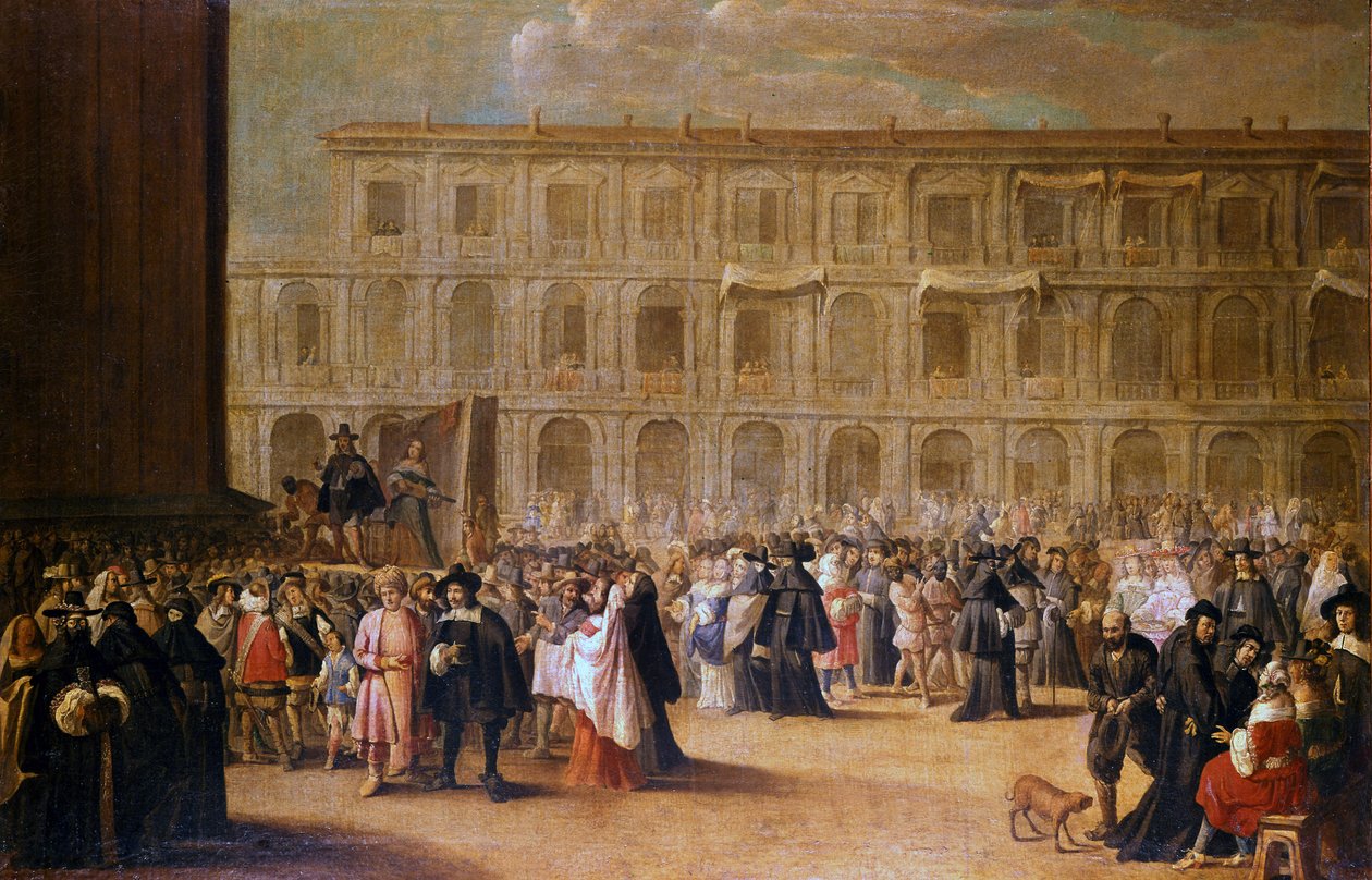 Herci před reprezentací náměstí sv. Marka od Italian School