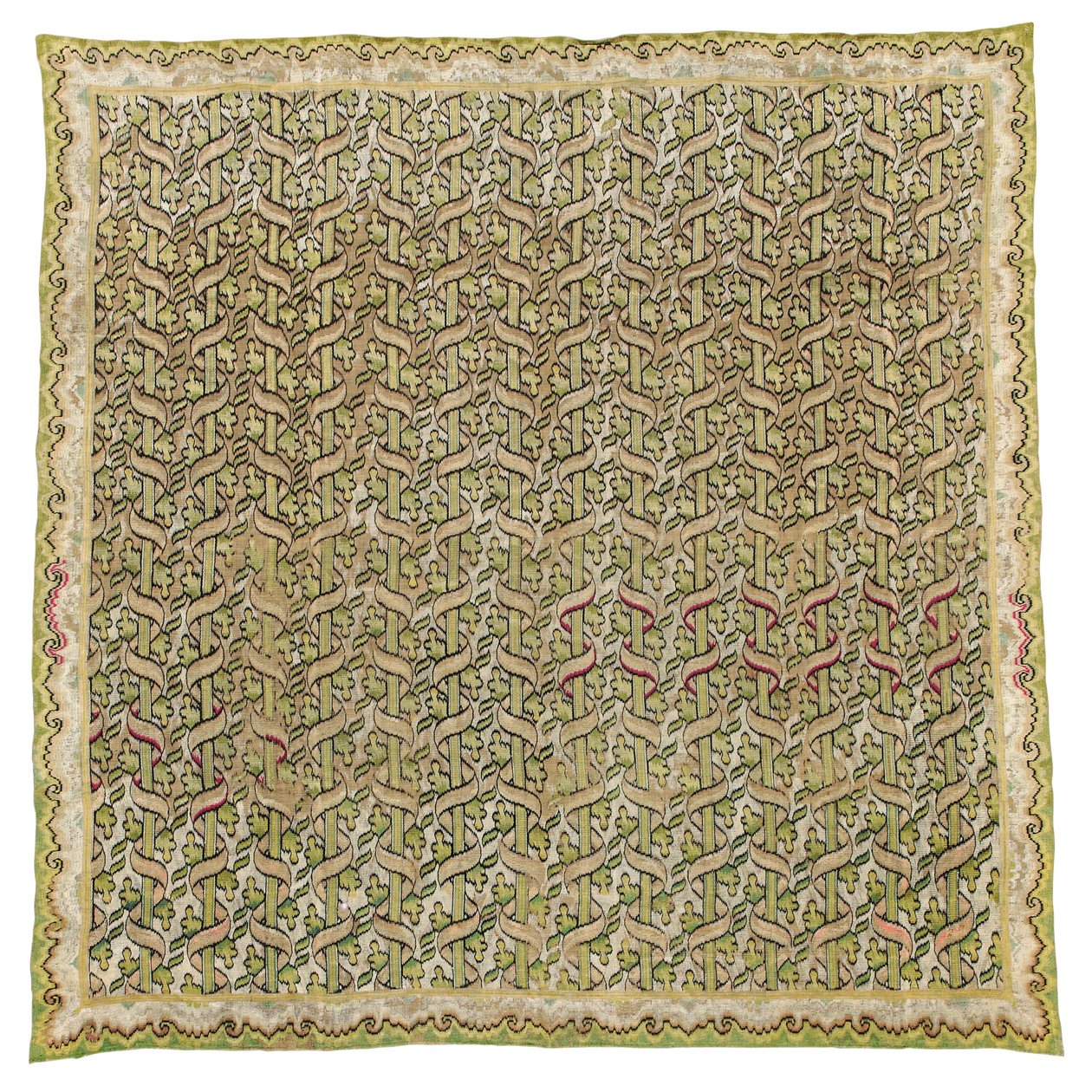 Bargello hedvábný vyšívání panel (hedvábí na plátně) od Italian School