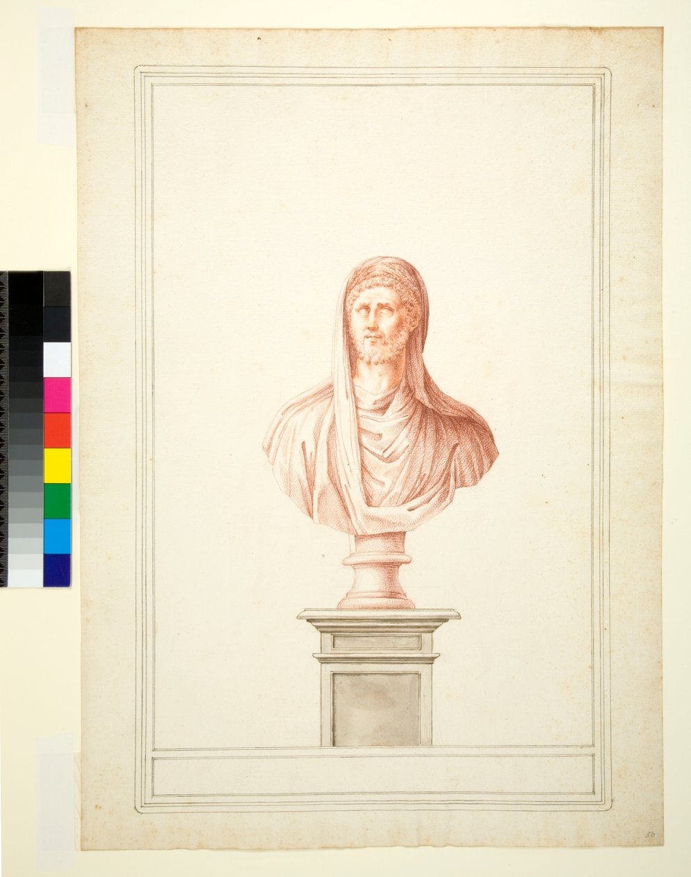 Busta, 1700-1750 (červená křída) od Italian School