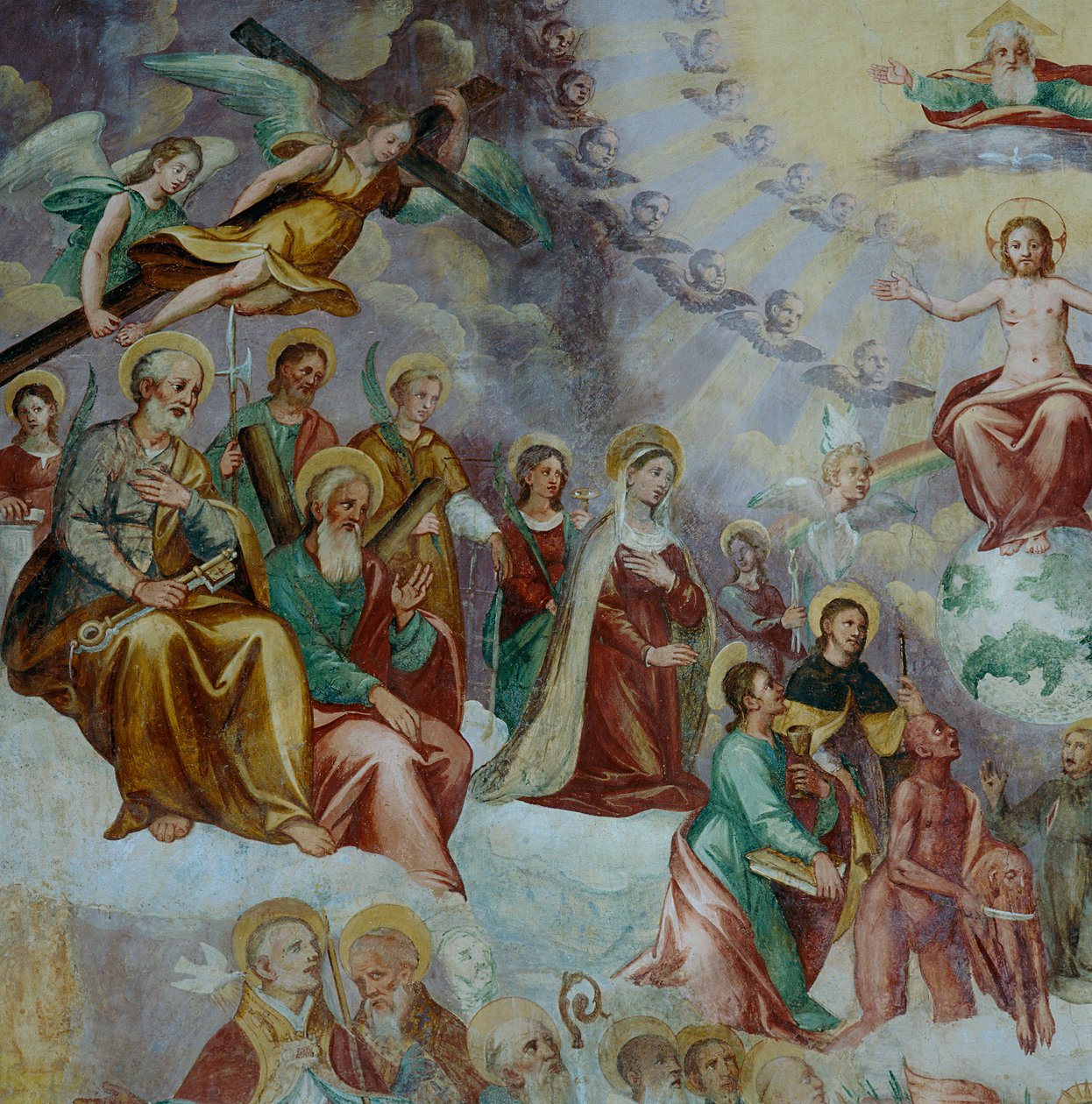 Detail zobrazující poslední soud a světce v apsidě od Italian School
