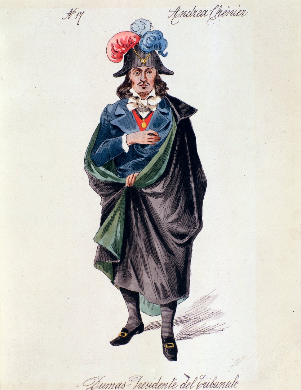 Reprezentace Dumase, pána domácnosti v opeře Andrea Chenier od Umberta Giordana na italské libreto Luigi Illica od Italian School