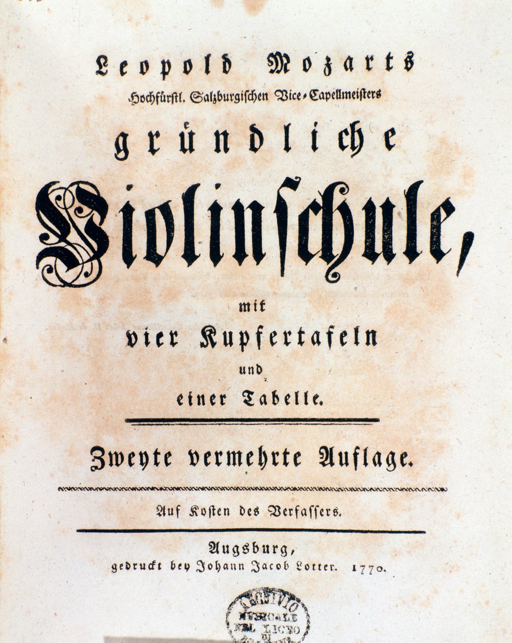 Titulní strana houslové metody od Leopolda Mozarta (1719-1787), otce Wolfganga Amadea od Italian School