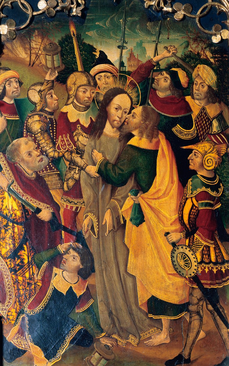 Jidášův polibek, detail od Spanish School