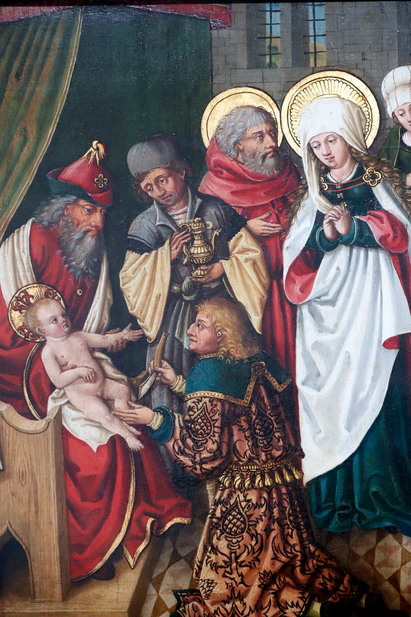 Obřízka Krista, detail (olejové dřevo na desce) od Unknown
