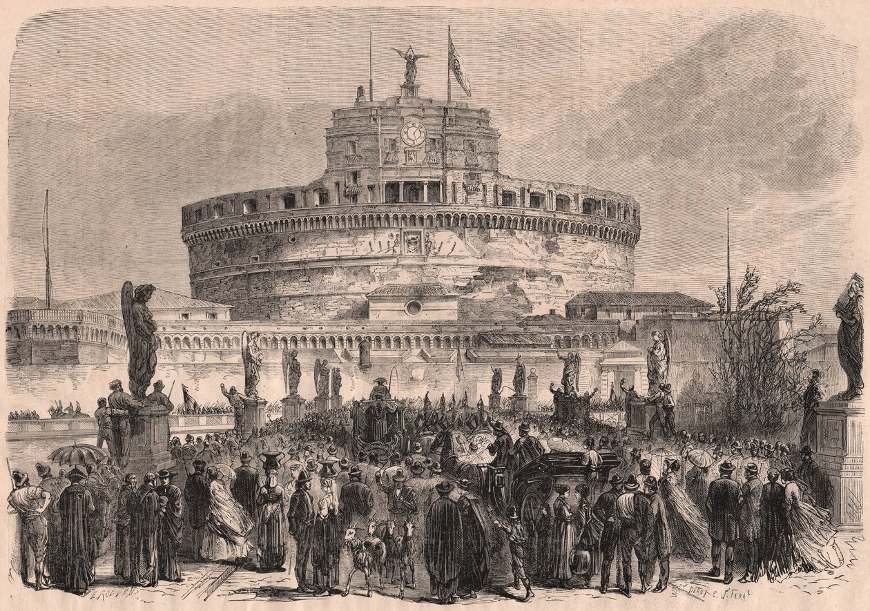 Pohled na hrad St. Angelo (Castel SantAngelo) Řím, Itálie od Unknown