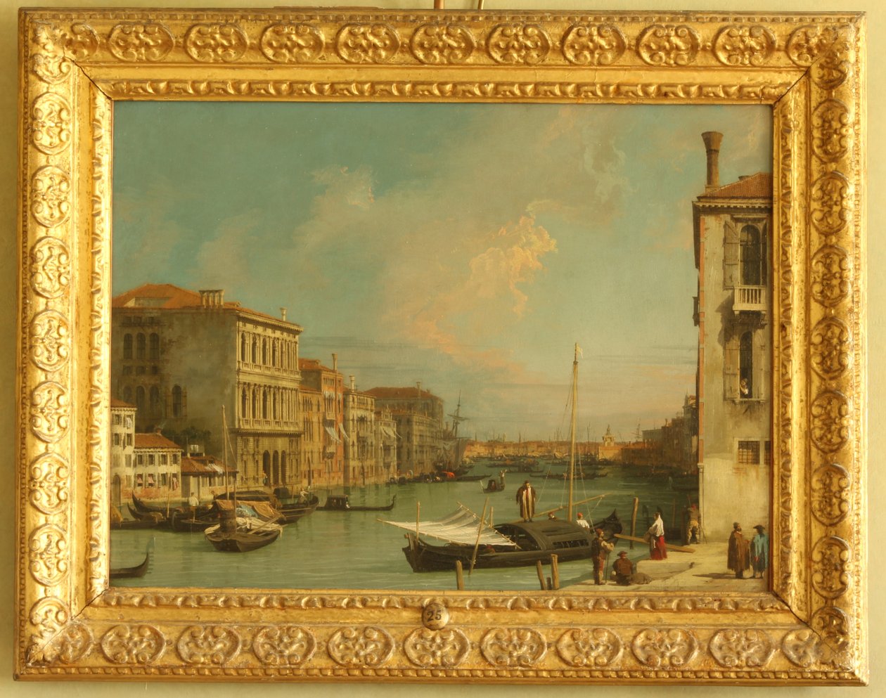 Pohled na Canal Grande, Benátky, z Campos. Bio (olej na mědi) od Giovanni Antonio Canal