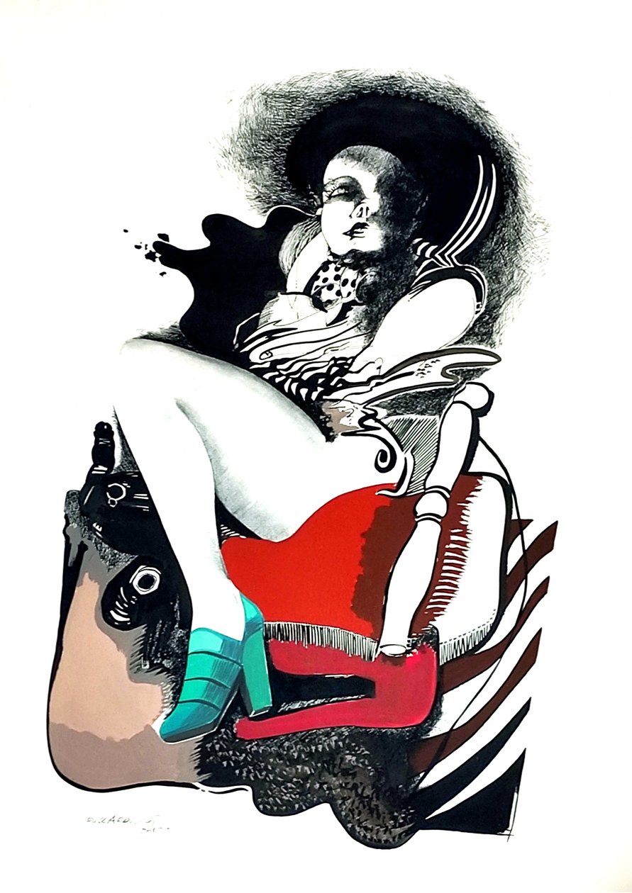 G. C. Riccardi, Bez názvu, 1974, Tinte auf Papier, 40x70, Italien. od Gian Carlo Riccardi