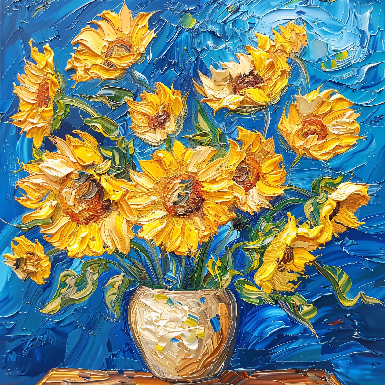 Akrylová malba : světlé barvy slunečnice Van Gogh styl nástěnných uměleckých výtisků od F. Abderrahim