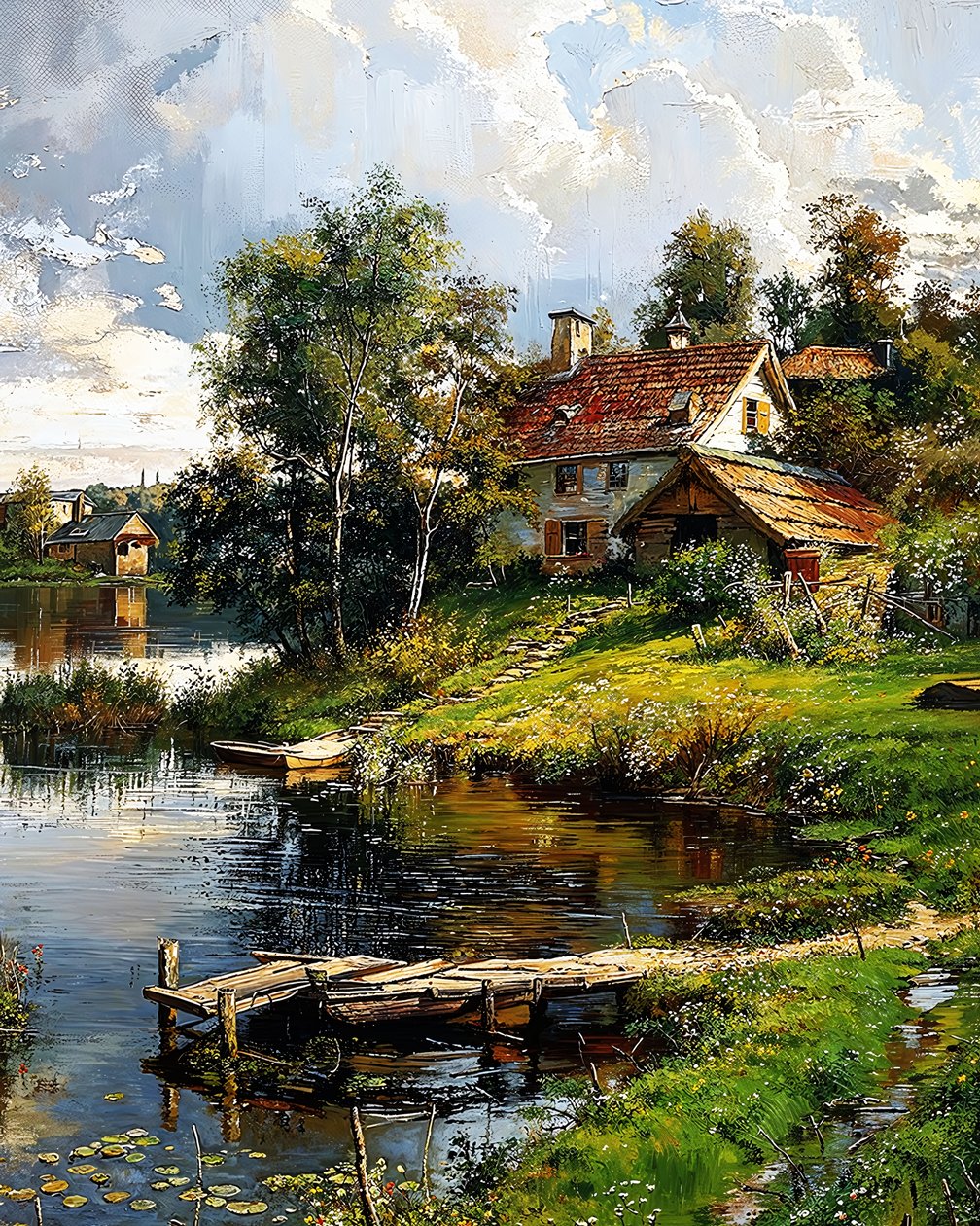 Dům na okraji klikaté řeky, dekorace na zeď do ložnice od F. Abderrahim