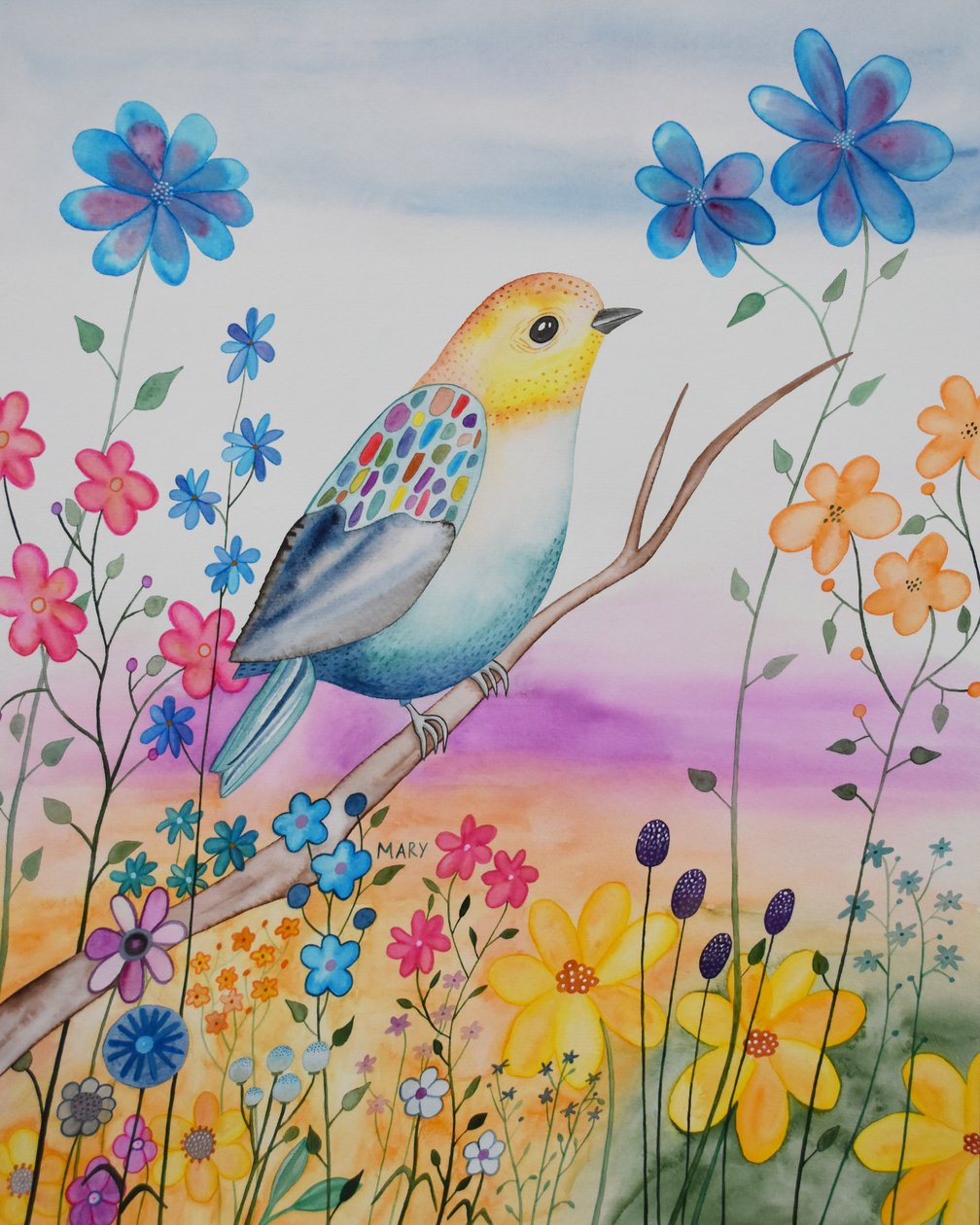 Moderní pták od Marys Watercolors
