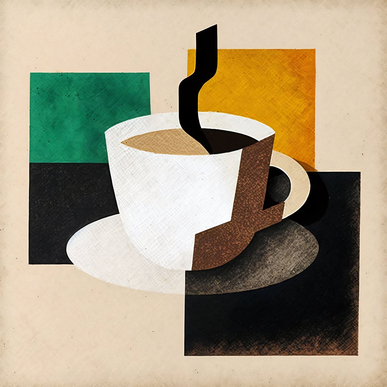 Boho Coffee, Minimalistické umění, Kuchyňské dekorace, zarámované plátno tisk na vyžádání od F. Abderrahim