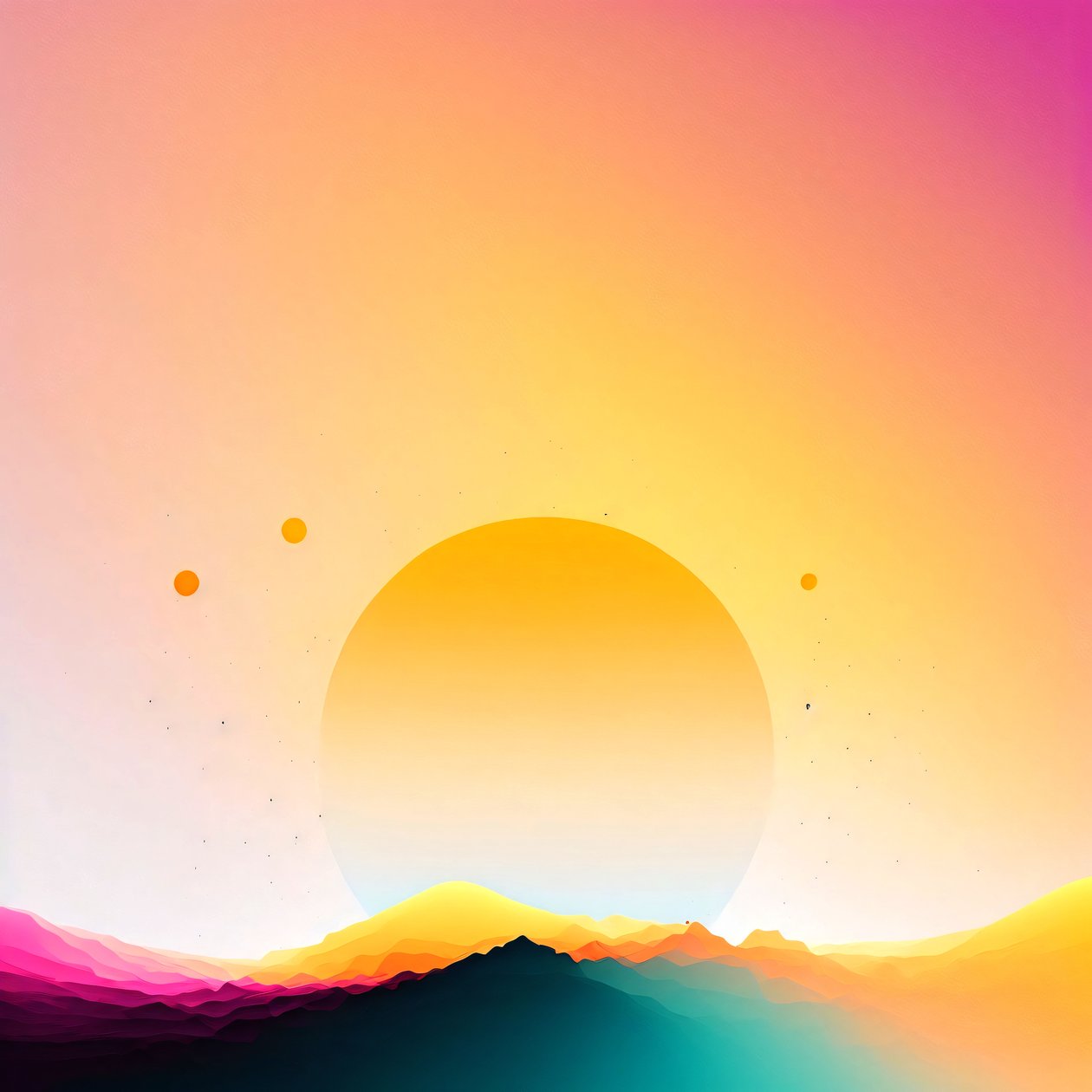 Minimalistický východ slunce Galaxy Colors on White, umění na zdi | tisk na vyžádání od F. Abderrahim
