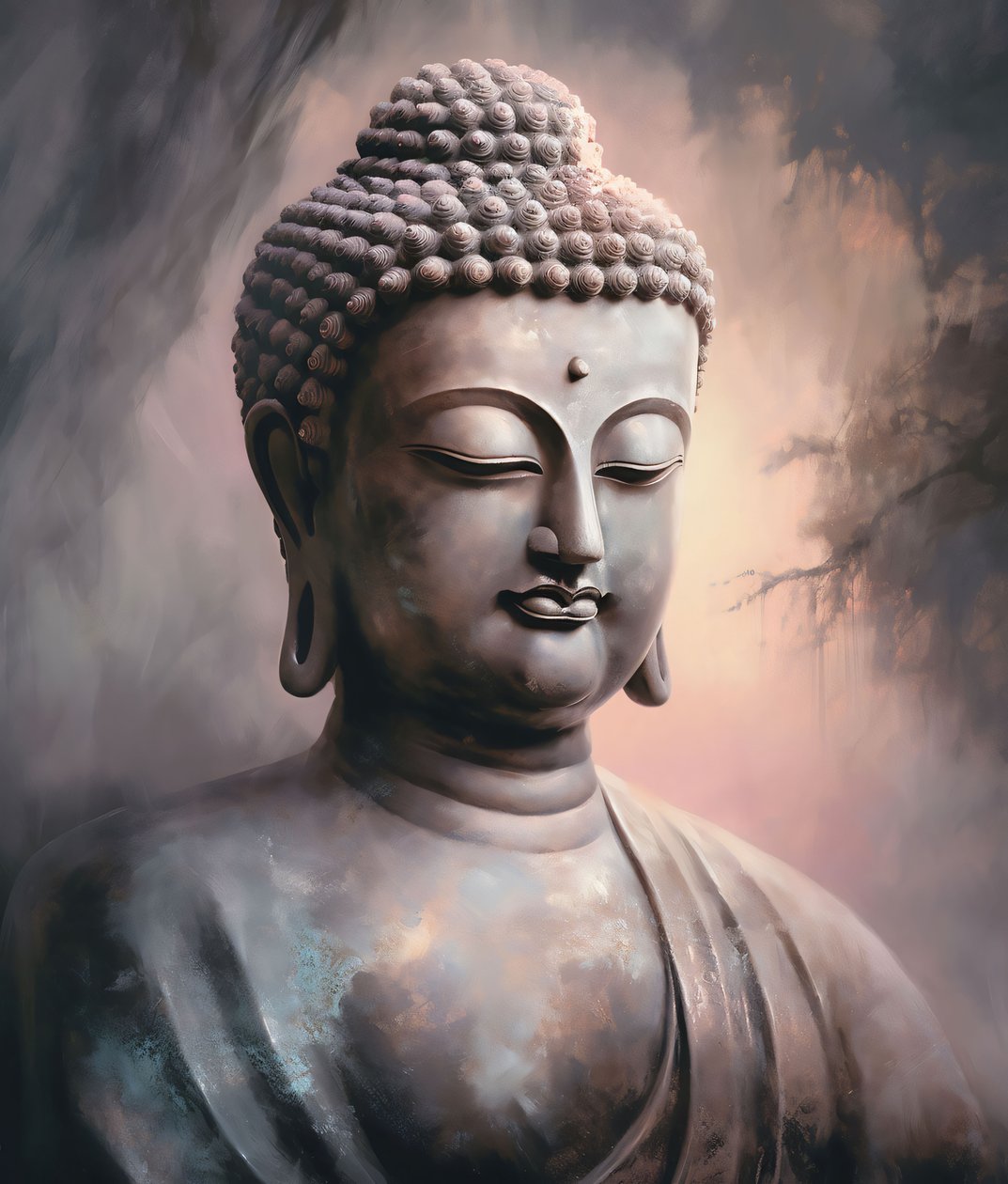 Portrét Buddhy sedícího v meditaci, duchovní nástěnná domácí dekorace pro tisk od F. Abderrahim