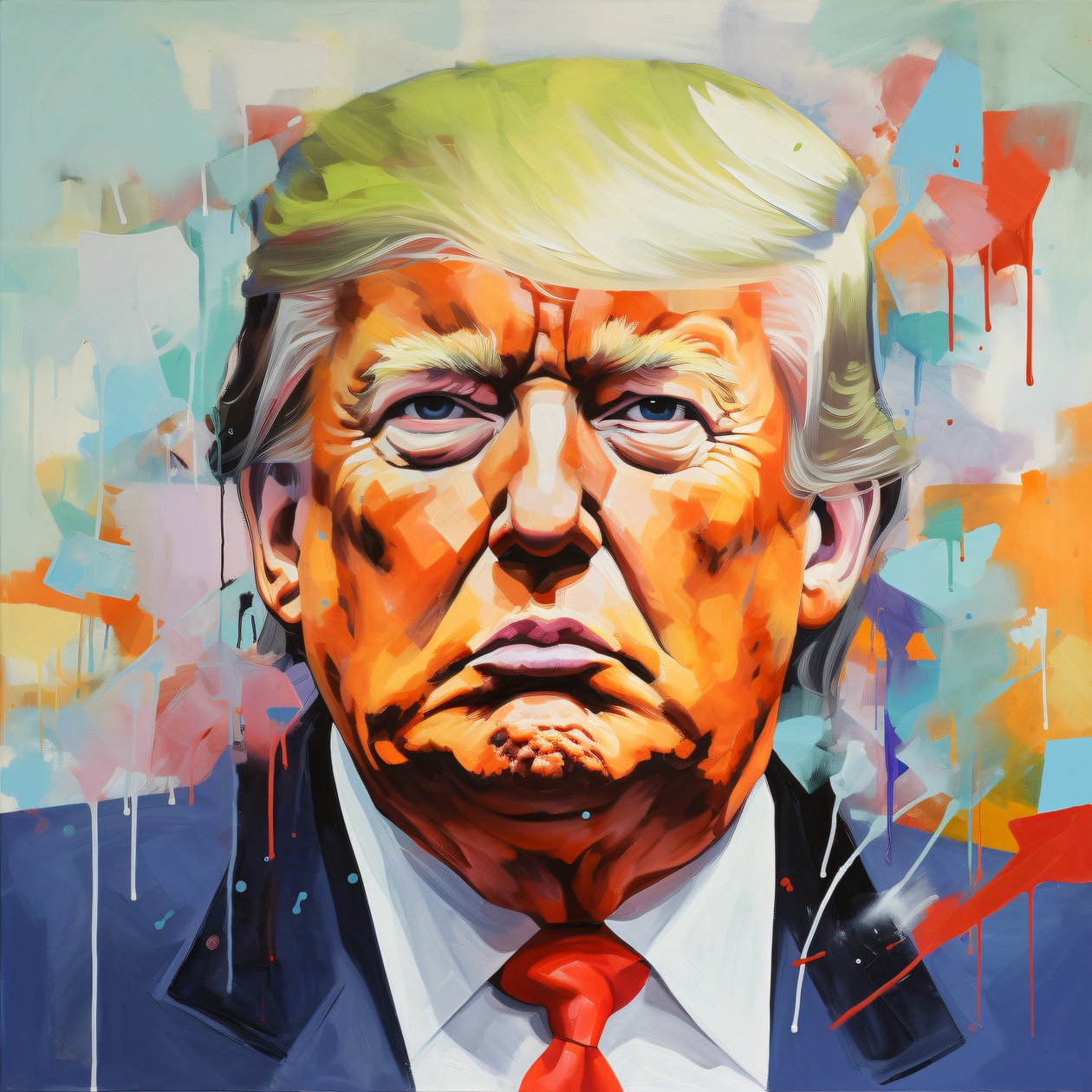Donald Trump plátno olejomalba tisk, zarámované dřevěné nástěnné umělecké výtisky od F. Abderrahim