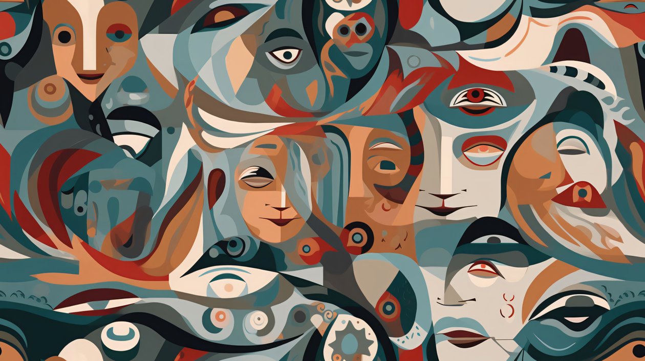 Surrealistické figurální současné abstraktní mistrovské dílo, nástěnné dekorace na prodej od F. Abderrahim