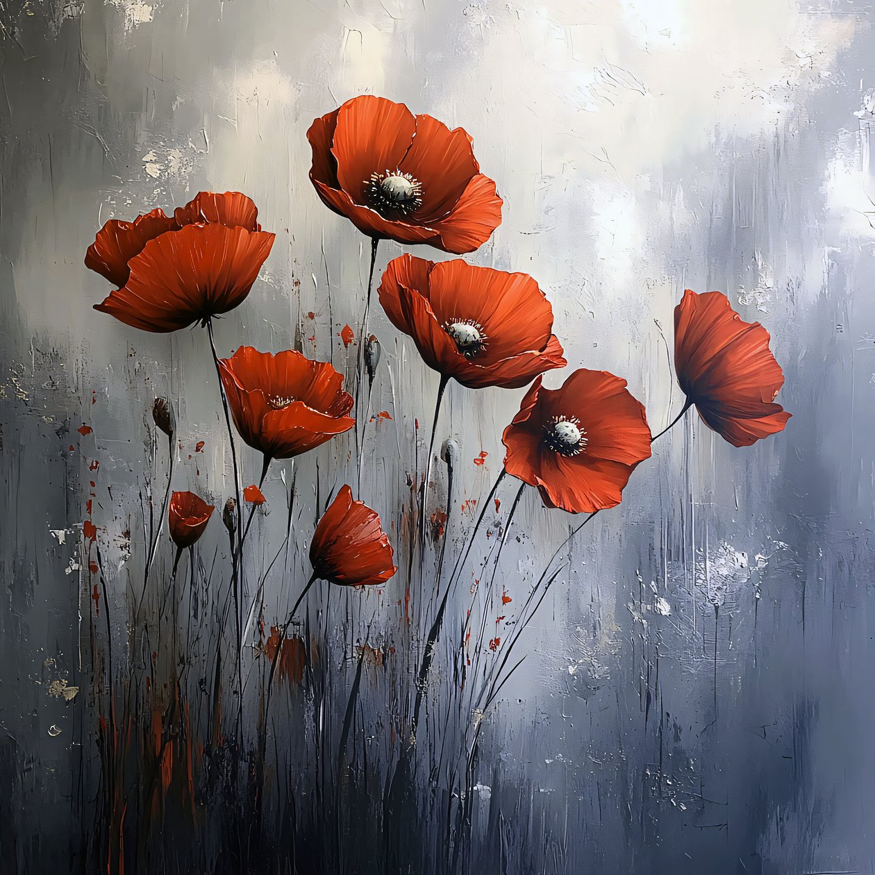 Červené vlčí máky plátno Wall Art Moderní, Nástěnné dekorace pro každou místnost od F. Abderrahim