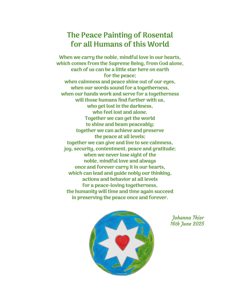 The Peace Painting of Rosental for all Humans of this World od Johanna Thier