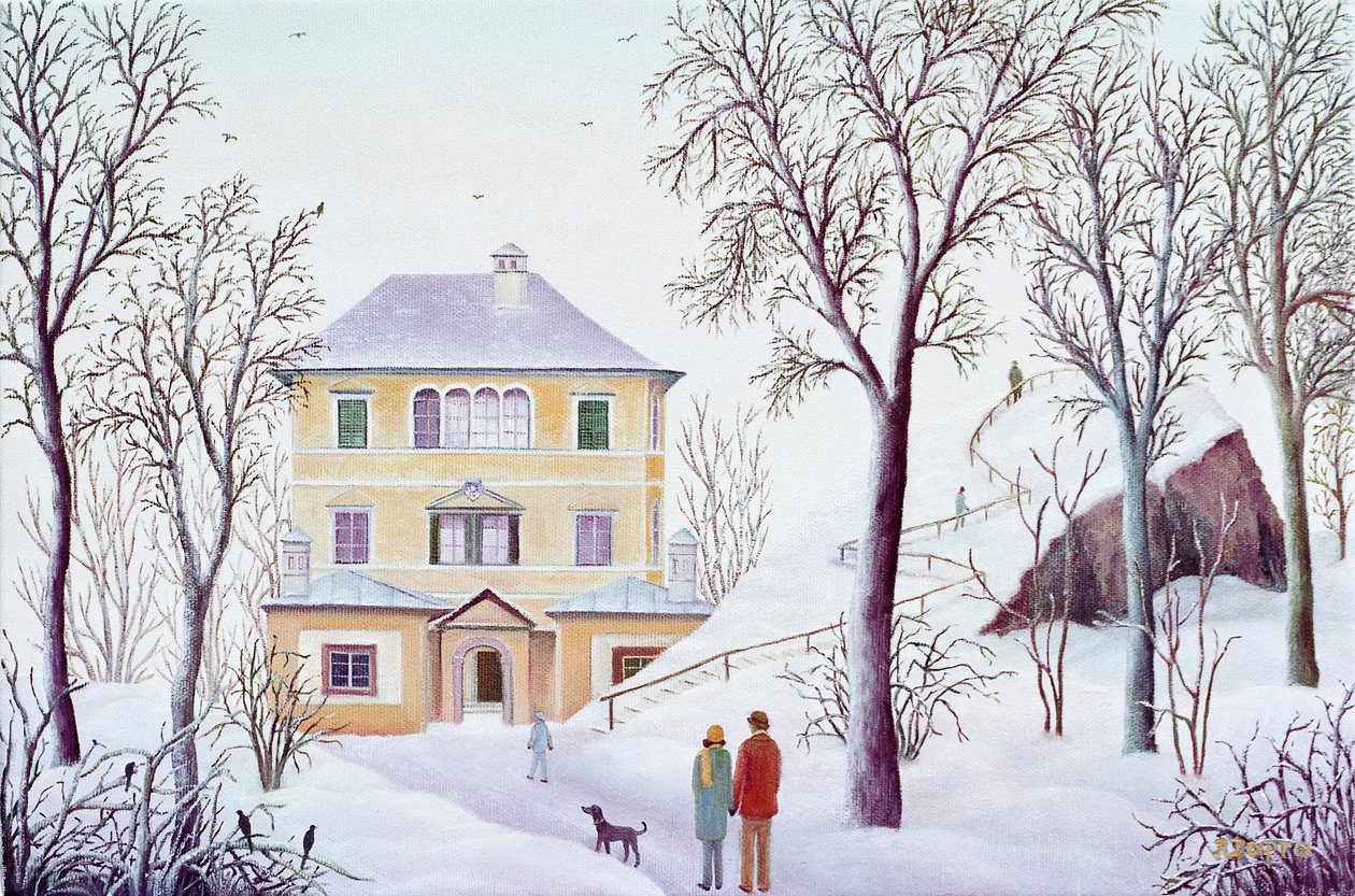 Měsíční palác Hellbrunn v zimě od Regine Dapra