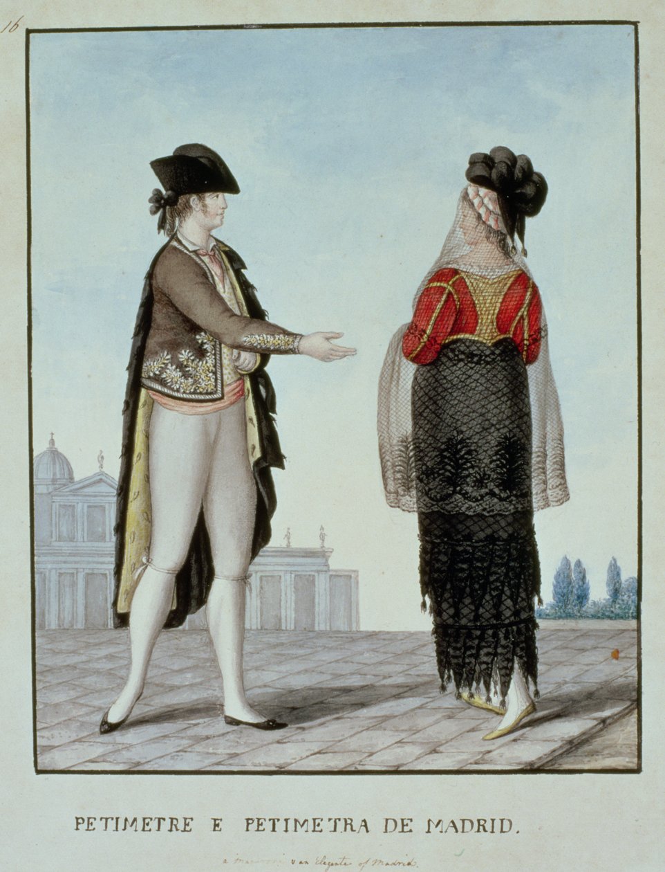 Šlechtic a šlechtična z Madridu, konec 18. století (wc na papíře) od 18th century Naples school