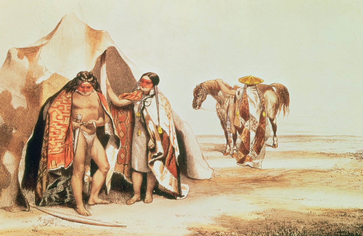 Patagonští indiáni, vyryl Emile Lassalle, kolem roku 1830 od A. and Lassalle, E. DOrbigny
