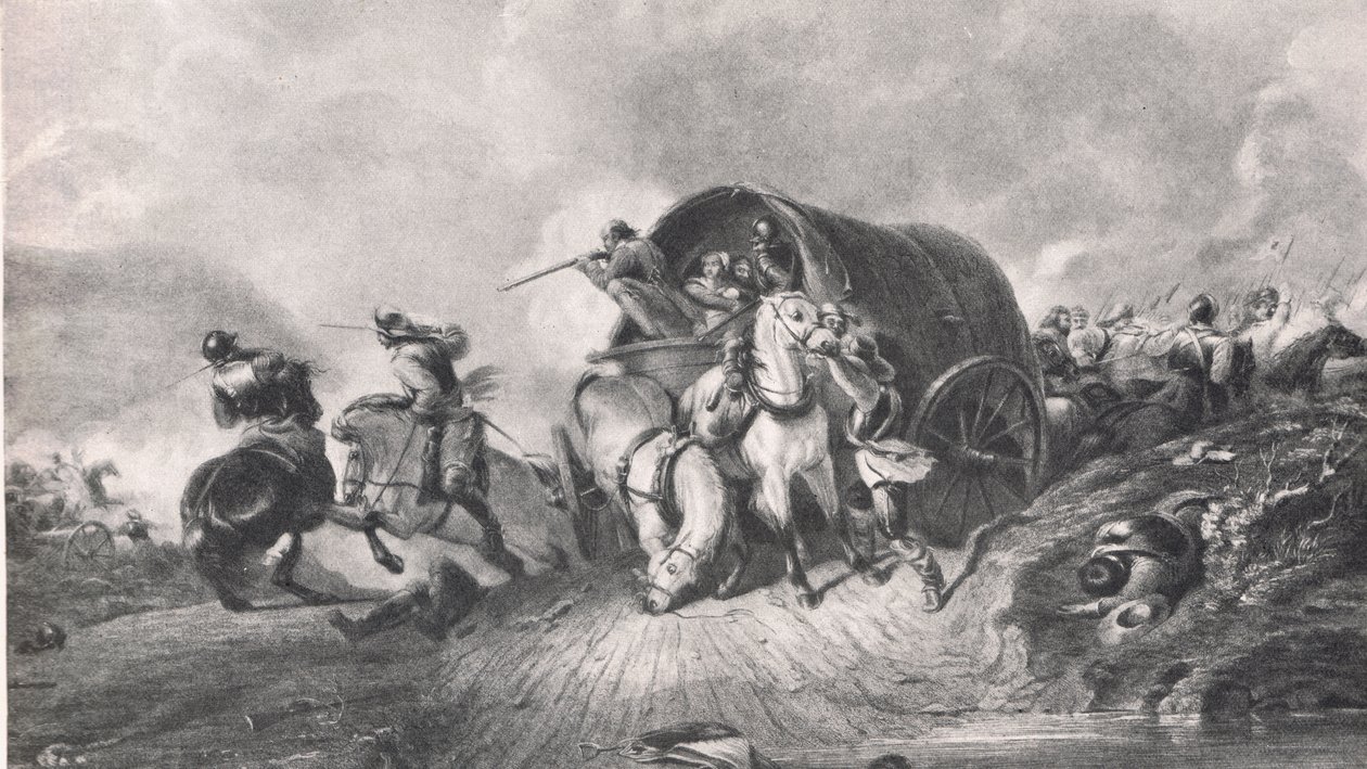 Útok na zavazadlový vůz: Incident v bitvě u Naseby, ilustrace z 
