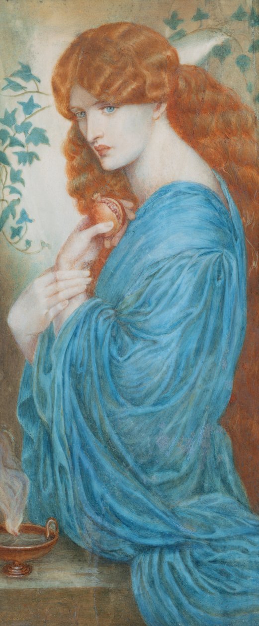 Proserpina podle Gabriela Dante Rossettiho, kolem roku 1890 (wc na slonovině) od A. Corsi Lalli
