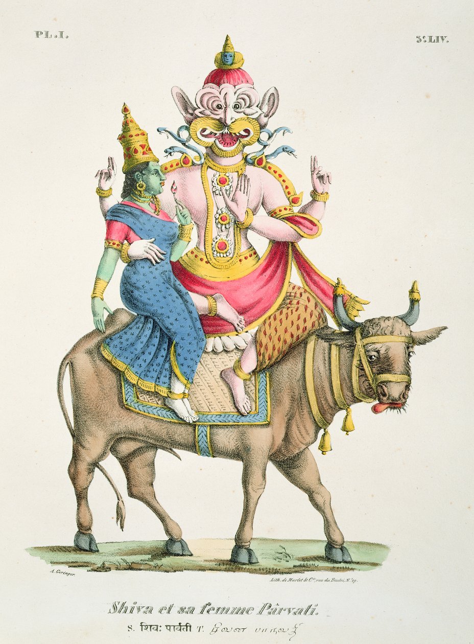 Shiva a Parvati, vyryté de Marletem od A. Geringer