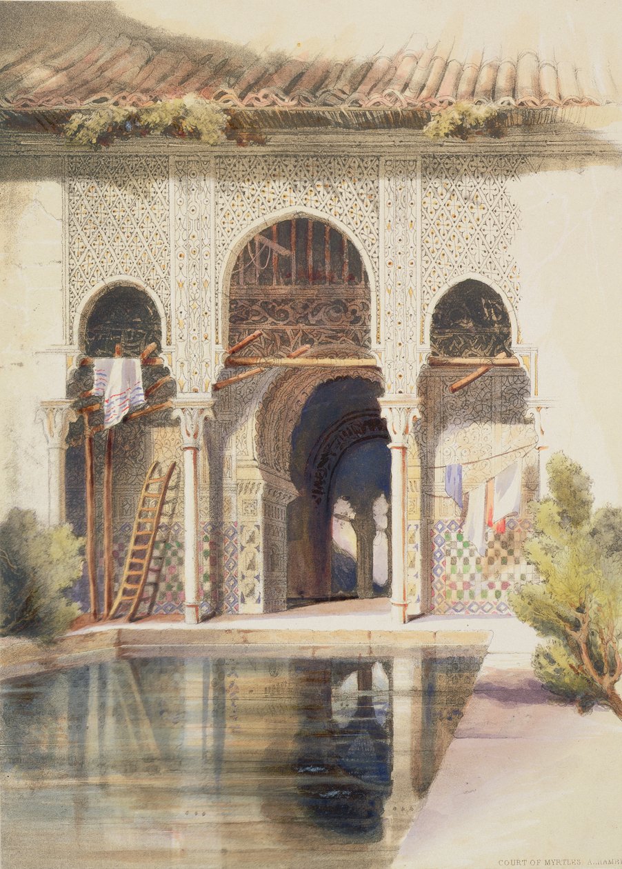 The Court of Myrtles, Alhambra, polovina 19. století od A. Margaretta Burr