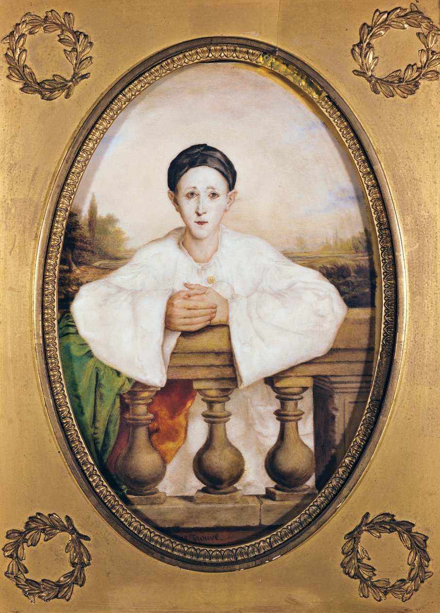 Portrét Gasparda Deburaua (1796-1846) jako Pierrot, asi 1815 (olej na porcelánu) od A. Trouve