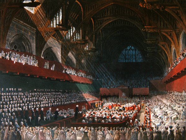 Proces s Lordem Melvillem ve Westminster Hall v dubnu 1806 od A.C. and Nattes J.C. (after) Pugin