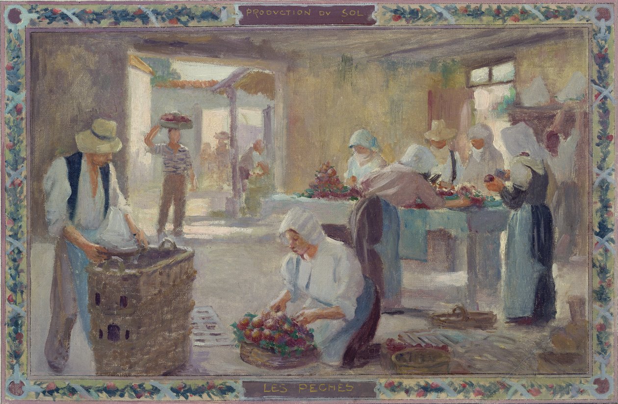 Produkce slunce: Peaches, 1892 od A.F. and Bonnencontre Gorguet