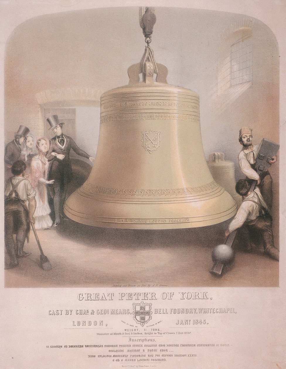 Pohled na zvon Velký Petr z Yorku, 1845. od AR Grieve