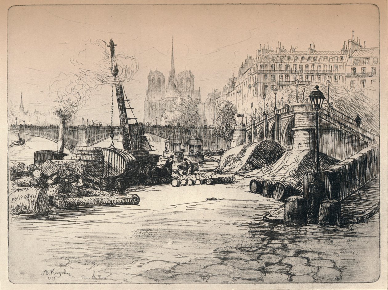 Notre-Dame a Quai de Bethune, 1915 od AR Kempken