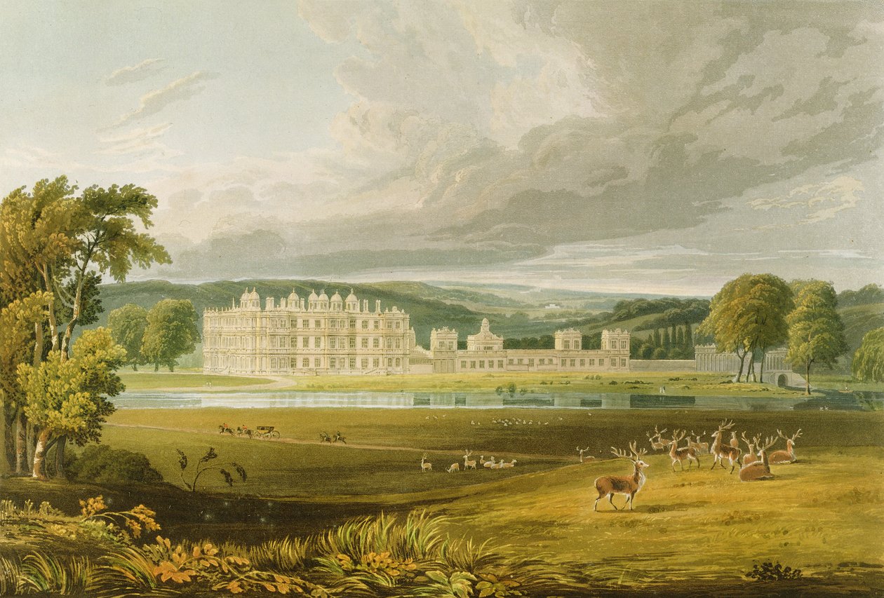 Longleat, Wiltshire, sídlo markýze z Bathu, podle náčrtu Fredericka MacKenzieho, vyryl Robert Havell (1769-1832) 1816 od A.V. Copley Fielding