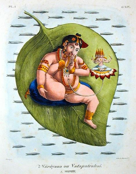 Narayana nebo Vatapatrakai vyryl de Marlet (barevná litografie) od A. (after) Geringer
