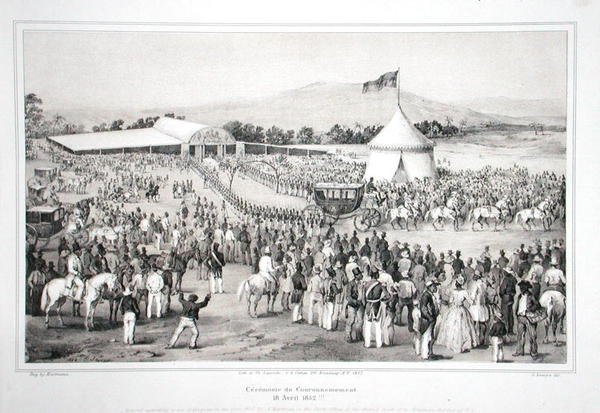 Korunovace generála Faustina Soulouquea (asi 1785-1867) jako císaře Haiti od A. (after) Hartmann
