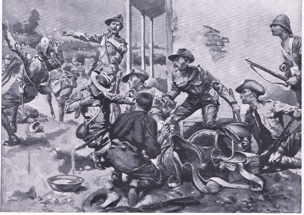 Útok na Hamel Fontein Farm, z After Pretoria: The Guerilla War vydané Harmsworth Bros Limited, 1901 od A. C. Ball
