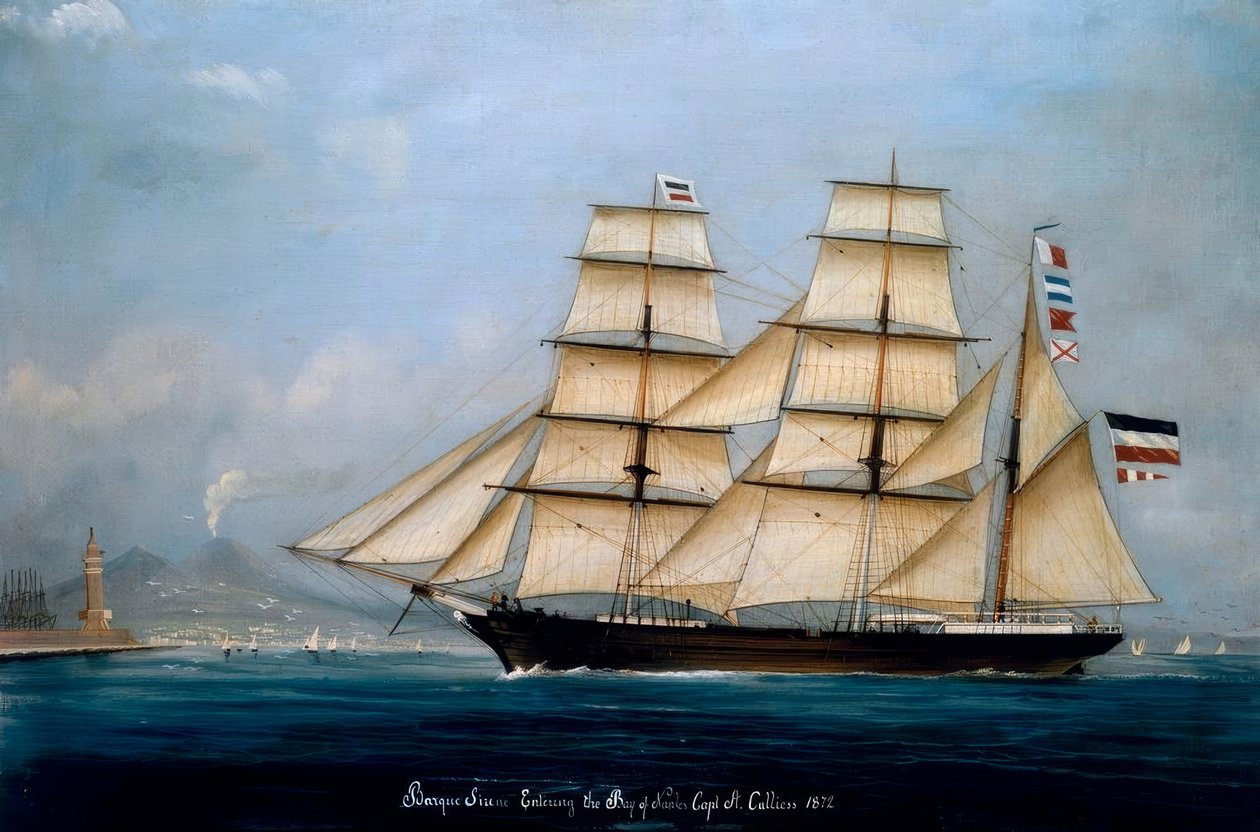 Barque Sirene vplouvající do Neapolského zálivu, kapitán A. Calliess od A. Calliess
