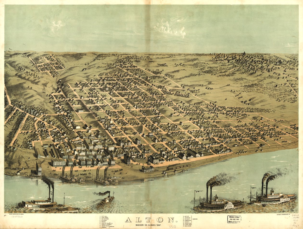 Alton, Madison Co., Illinois 1867. LOC 73693340 od A.; Chicago Lithographing Co. Ruger